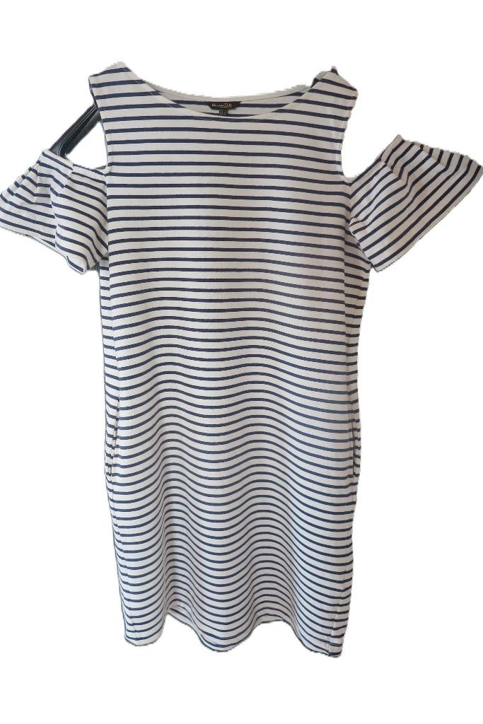 Fris katoenen zomerjurkje, open mouwtjes, Massimo Dutti, L, Massimo Dutti, Wit, Maat 42/44 (L), Ophalen of Verzenden