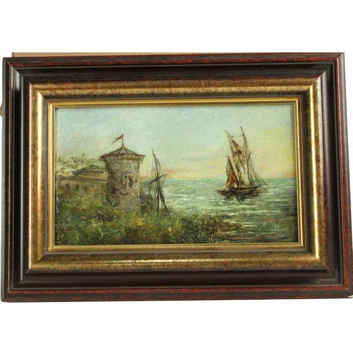 Antiek maritiem schilderij op paneel – ca. 1880–1920, Antiek en Kunst, Kunst | Schilderijen | Klassiek, Ophalen of Verzenden