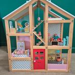 Poppenhuis hout met inrichting, Kinderen en Baby's, Speelgoed | Poppenhuizen, Ophalen of Verzenden, Poppenhuis