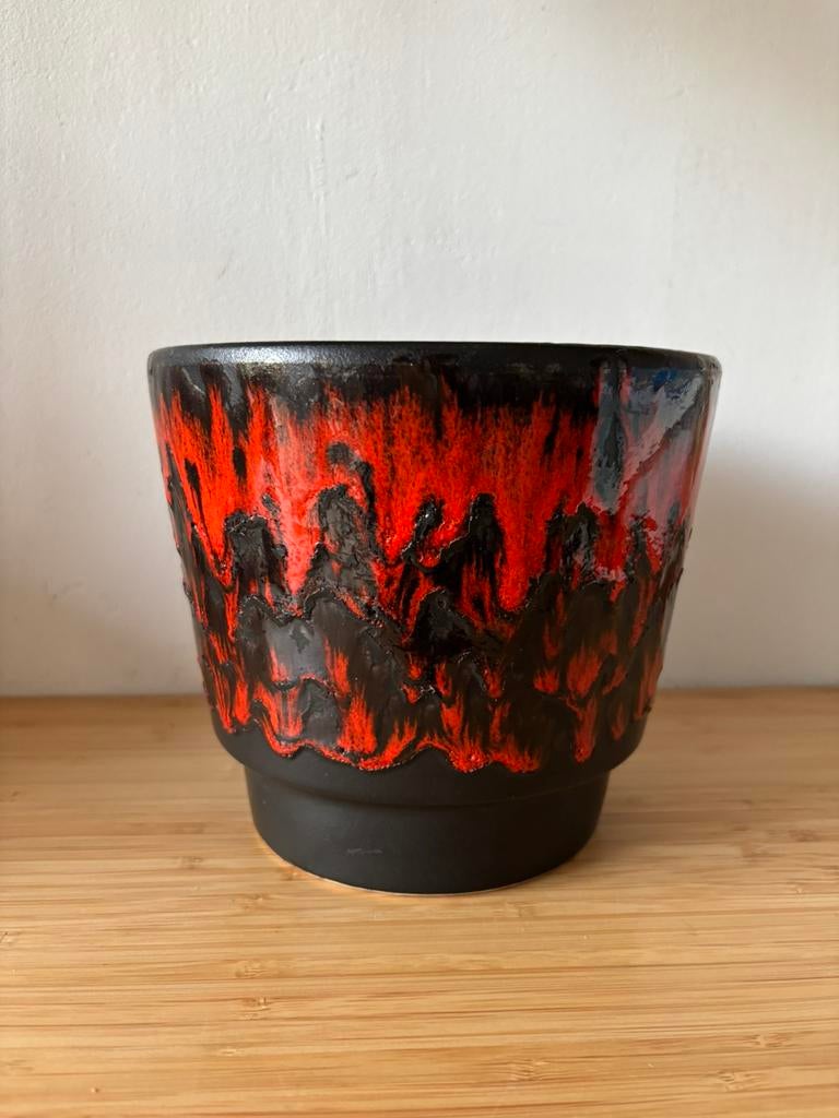 Vintage West Germany Fat Lava bloempot, jaren 60/70, Tuin en Terras, Ophalen, Zo goed als nieuw, Rond, Binnen