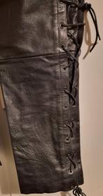 zwarte leren motorbroek met vetersluiting aan de zijkanten, Enlèvement ou Envoi, Seconde main, Hommes, Pantalon | cuir
