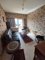 Jaren 70 groen lederen salon met houte afwerking, Ophalen