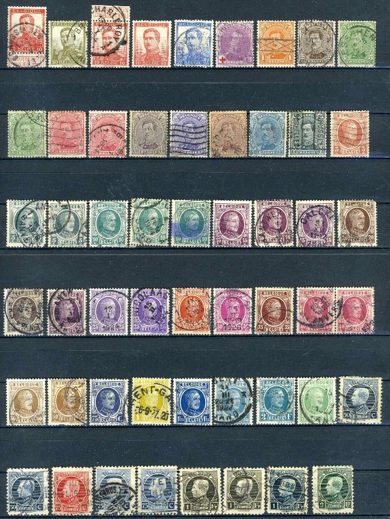 (B) Lot de timbres Albert Ier estampillés (1912 - 1931) - 2, Enlèvement ou Envoi, Affranchi, Oblitéré