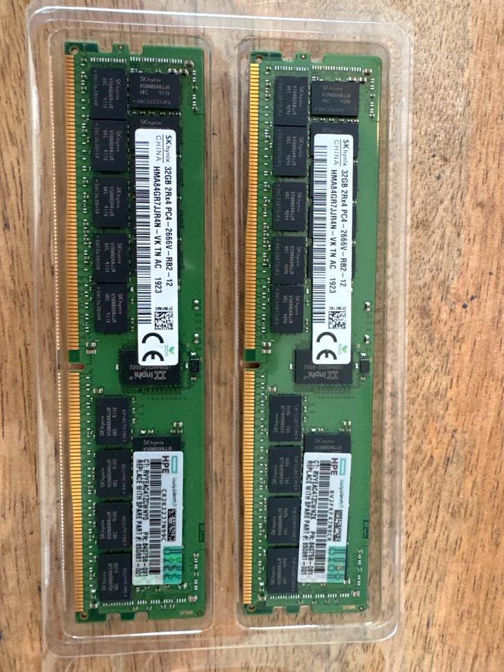 2x32 GB SK Hynix DDR4 ECC-geregistreerde RDIMM, Computers en Software, RAM geheugen, Gebruikt, Server, 64 GB, DDR4, Ophalen of Verzenden