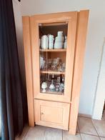 Licht eiken kast met glas, Ophalen, Met plank(en), Gebruikt, Modern, landelijk