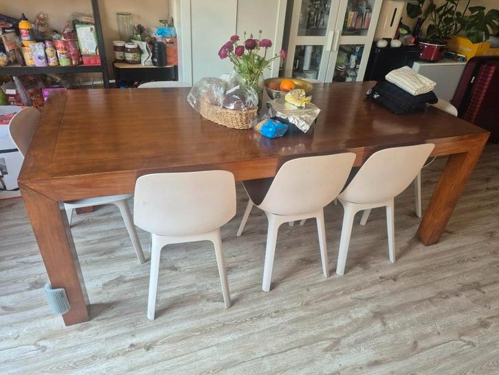 Modern Solid Oak Dining Table, Huis en Inrichting, Tafels | Eettafels, Zo goed als nieuw, 50 tot 100 cm, 200 cm of meer, Vijf personen of meer