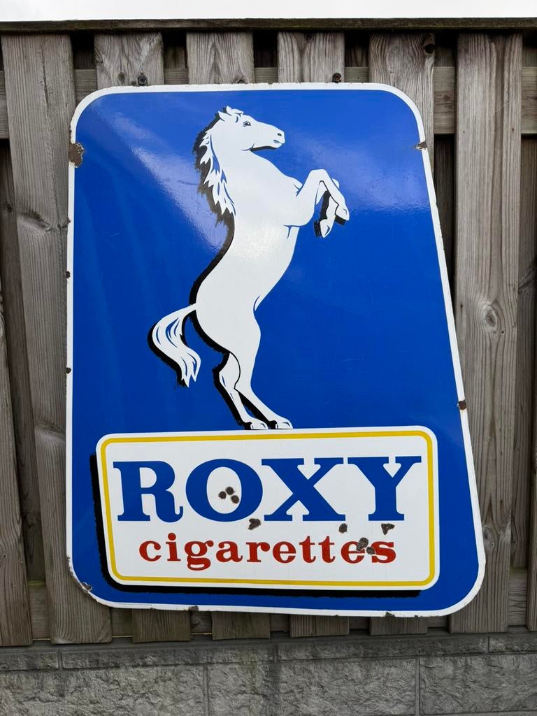 ROXY sigaretten emaille reclamebord XL, Ophalen, Gebruikt, Reclamebord