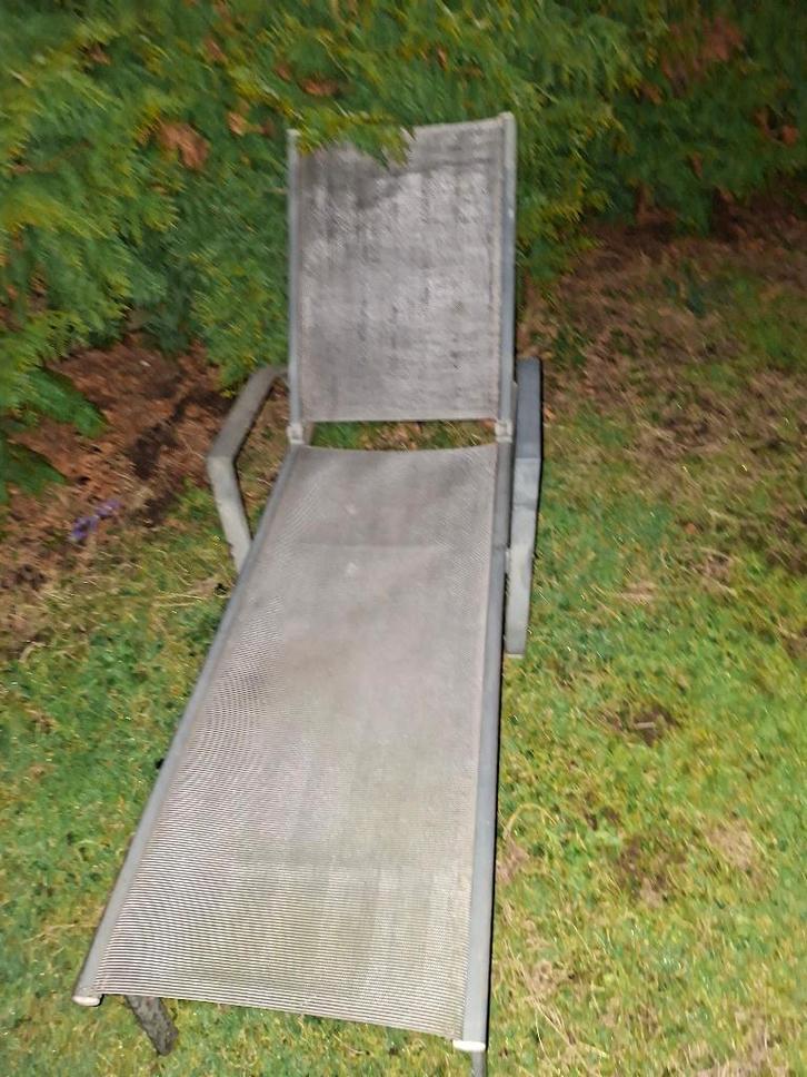 Tuinligstoel – Metalen frame –, Tuin en Terras, Ligbedden, Gebruikt, Metaal, Inklapbaar, Verstelbaar, Ophalen