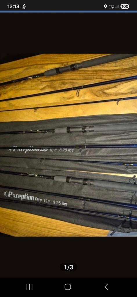 hengel 3x 3.25 lbs 12 FT 3 molens nieuw, Watersport en Boten, Hengelsport | Algemeen, Ophalen