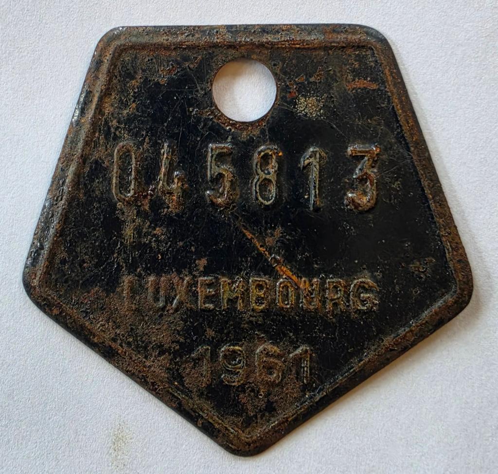 Plaque d'immatriculation de vélo belge Luxembourg année 1961, Ophalen of Verzenden, Gebruikt, Overige typen
