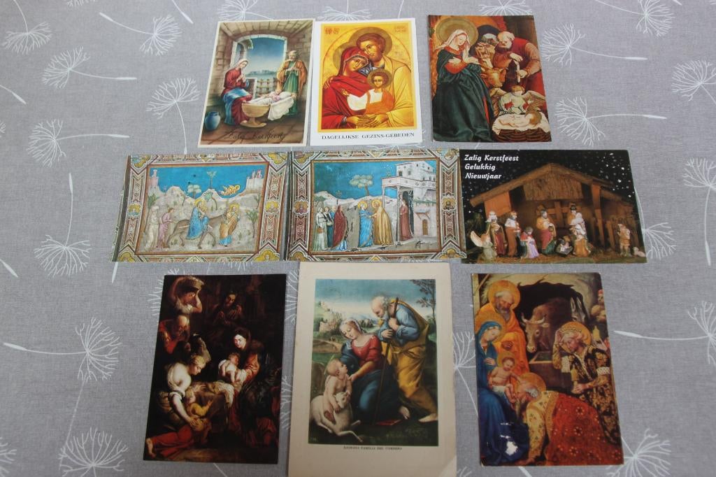 9 postkaarten Heilige Familie, Verzamelen, Religie, Zo goed als nieuw, Christendom | Katholiek, Kaart of Prent, Ophalen of Verzenden