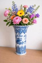 Vintage blauw witte vaas-Delfts blauw stijl-24 cm, Antiek en Kunst, Ophalen