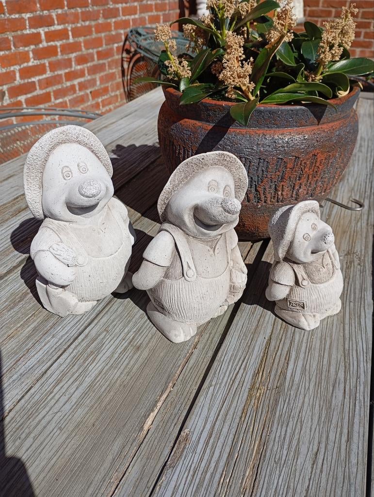 3 Blije Betonnen Mollen.., Ophalen, Nieuw, Beton, Dierenbeeld