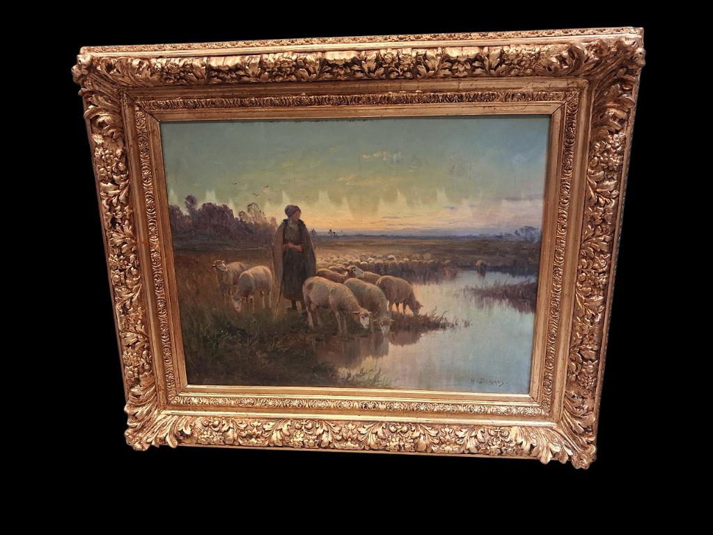 Herderin met haar kudde schapen Henri Derians, Ophalen