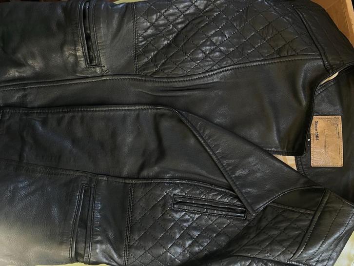 Eikenhouten zwarte leren jas maat S, Kleding | Dames, Jassen | Winter, Gedragen, Maat 36 (S), Zwart, Ophalen