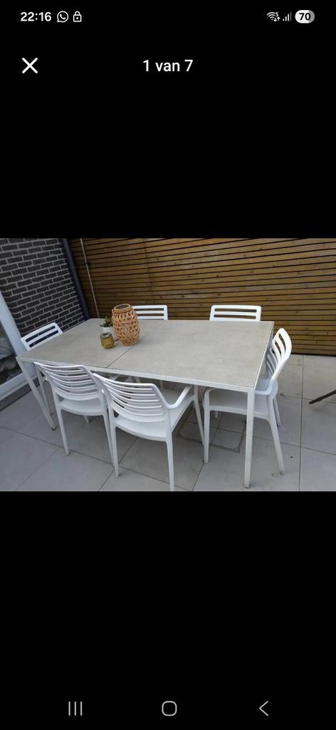 Tuintafel staal + 6 stoelen, Ophalen