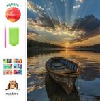 Diamond Painting boot zonsondergang 50x40cm (vierkant), Verzenden, Nieuw, Overige typen