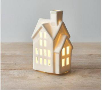 Portland - Led Verlicht Wit Huisje 12CM kerst deco kerstdorp beschikbaar voor biedingen