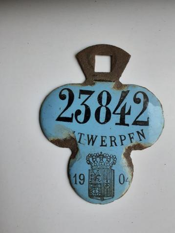 Fietsplaat Antwerpen 1904 beschikbaar voor biedingen