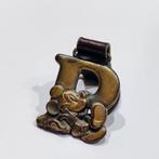 Disney letter R goudkleurig bruin leder Mickey Mouse, Verzamelen, Sleutelhangers, Ophalen of Verzenden