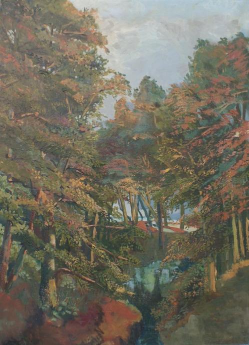 Pieter Stobbaerts (1865-1948): Boszicht (O/D, 89 x114 cm), Antiek en Kunst, Kunst | Schilderijen | Klassiek, Ophalen