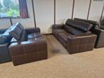 BRUINE BUFFELLEDEREN SALON MET ELEKTRISCHE RELAXEN, Ophalen, Gebruikt, Leer