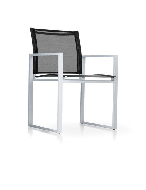 tuinstoel  - 4 stuks - taupe frame - zwarte zitting/rug, Tuin en Terras, Tuinstoelen, Nieuw, Aluminium, Ophalen