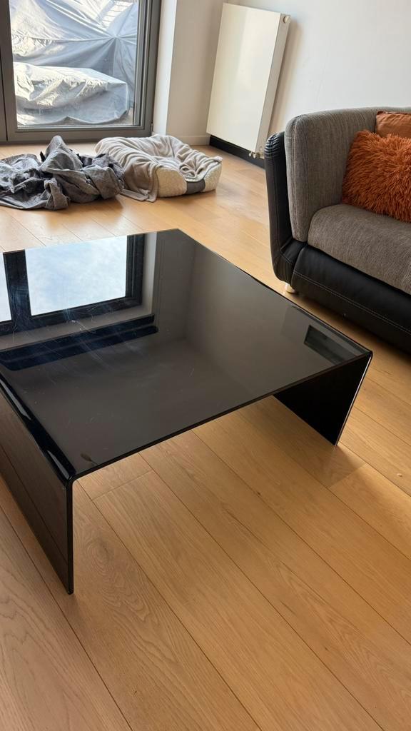 Zwarte salontafel – stijlvol – zwaar gehard glas, Maison & Meubles, Tables | Tables de salon, Comme neuf, Enlèvement