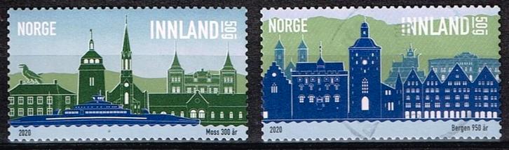 Postzegels uit Noorwegen - K 5025 - Bergen en Moss, Postzegels en Munten, Postzegels | Europa | Scandinavië, Gestempeld, Noorwegen