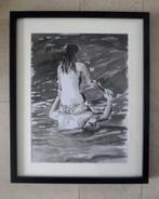 Fille sur l'épaule d'un garçon dans la mer -Rikki Kasso (New, Antiquités & Art, Art | Peinture | Classique, Enlèvement ou Envoi