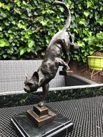 bronzen poes kat poezen beeld, Ophalen of Verzenden