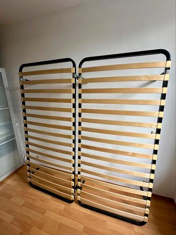 2 sommiers 90x200 cm - métal noir & lattes bois beschikbaar voor biedingen