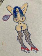 Femme avec une plume, Antiquités & Art, Art | Dessins & Photographie, Enlèvement ou Envoi