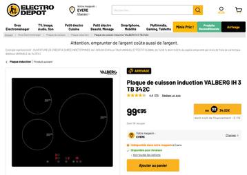 Plaque de cuisson induction VALBERG IH 3 TB 342C beschikbaar voor biedingen