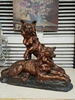 Groot oud schouwstuk in gips van honden, Antiek en Kunst, Ophalen