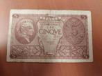 Bankbiljet Italiaanse 5 Lire  1944, Postzegels en Munten, Ophalen of Verzenden, Bankbiljetten