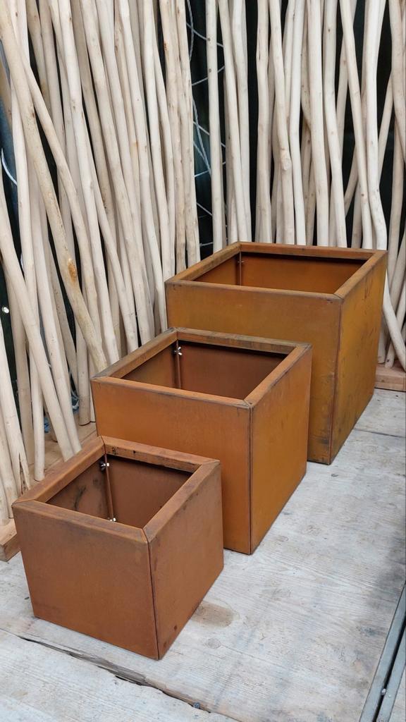 Jardinières en acier Corten avec plaque inférieure., Jardin & Terrasse, Bacs à fleurs & Jardinières, Neuf, Enlèvement