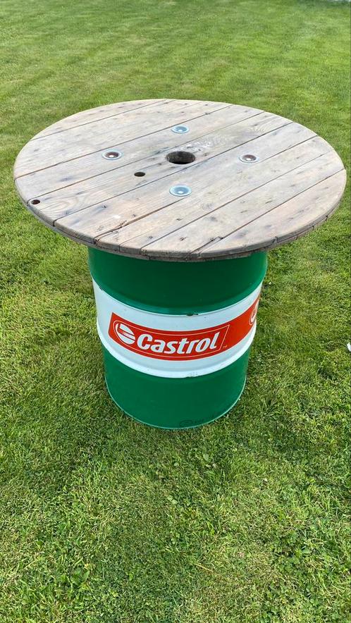 Statafel van olieton CASTROL, Huis en Inrichting, Tafels | Statafels, Zo goed als nieuw, Ophalen of Verzenden
