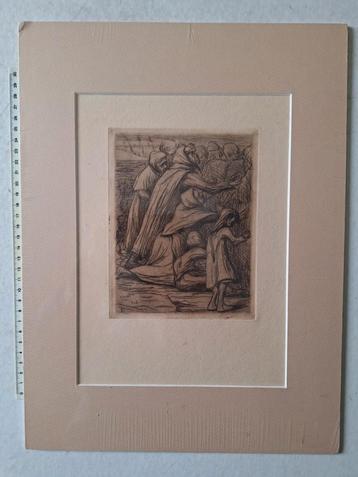 Originele ets Eugène Laermans Les mendiants (De bedelaars" beschikbaar voor biedingen
