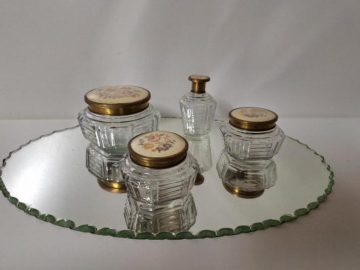 vintage toilettafel / kaptafel set, Antiek en Kunst, Antiek | Glaswerk en Kristal, Ophalen of Verzenden