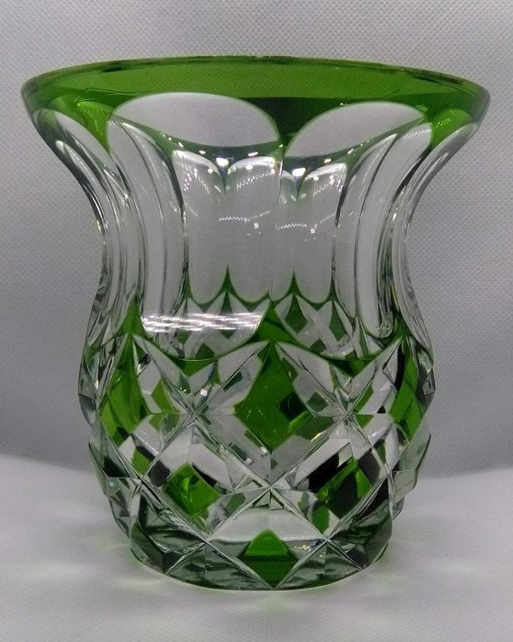 Vase cristal Val St Lambert Ananas Émeraude circa 1925., Antiek en Kunst, Antiek | Glaswerk en Kristal, Ophalen of Verzenden