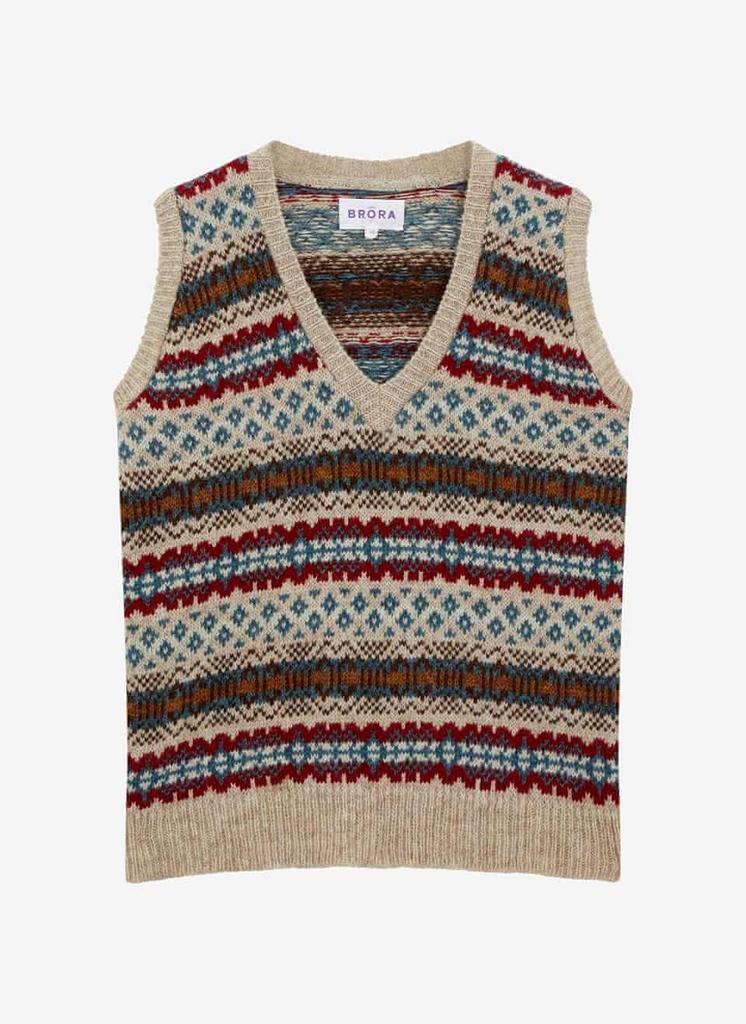 BRORA Fair Isle wollen spencer dames 36-S tanktop van wol, Kleding | Dames, Truien en Vesten, Zo goed als nieuw, Maat 36 (S), Beige
