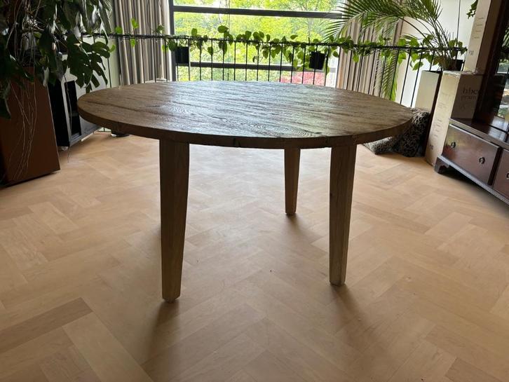 Ronde eettafel eikenhout, Huis en Inrichting, Tafels | Eettafels, Zo goed als nieuw, 100 tot 150 cm, 100 tot 150 cm, Vier personen