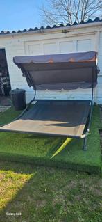 Zonnebank met zonnescherm 1 jaar oud, Tuin en Terras, Ophalen, Zo goed als nieuw