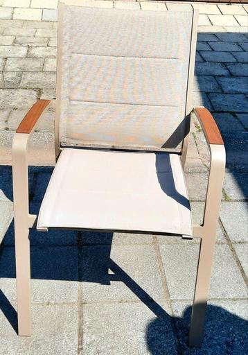 8 stapelbare weerbestendige tuinstoelen   Bristol, Tuin en Terras, Ophalen, Zo goed als nieuw, Textileen