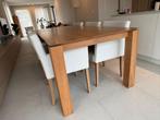 Eiken tafel met  6 lederen stoelen, Huis en Inrichting, Tafels | Eettafels, Ophalen, Gebruikt, 100 tot 150 cm, Eikenhout