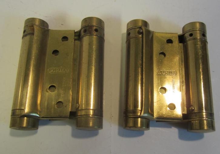 2 vintage koper scharnieren,bommerscharnieren klapdeur, Doe-het-zelf en Bouw, Hang- en Sluitwerk, Nieuw, Scharnier, Koper of Messing