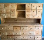 Vintage grenen apotheek- of bakkerskast, Huis en Inrichting, Kasten | Ladekasten, Ophalen, Gebruikt, 5 laden of meer, 200 cm of meer