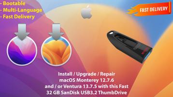 Installeer macOS Monterey 12.7.6 en/of Ventura 13.7.5 USB beschikbaar voor biedingen