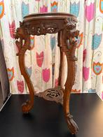 Antieke houten plantentafel / bijzettafel met houtsnijwerk, Antiek en Kunst, Ophalen